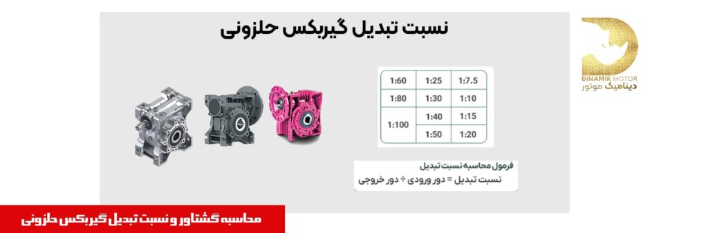نسبت تبدیل گیربکس حلزونی